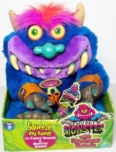 My Pet Monster plush in box with break-away orange cuffs