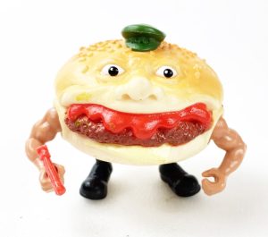 Food Fighters figure: burger soldier with arms and accessories